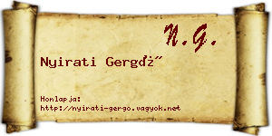 Nyirati Gergő névjegykártya